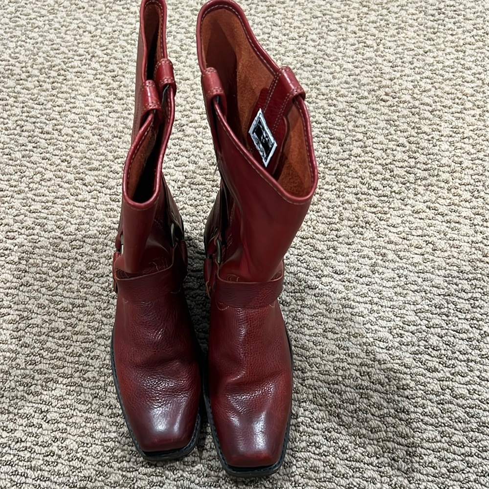 Frye Burgundy Leather Heeled Boots